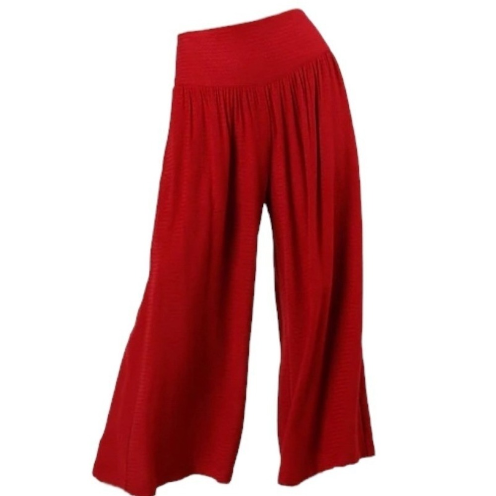 Band of the Free Reis Red Wide Leg Palazzo Pants Smocked Back XS Boho Cropped